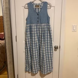 Vintage 90s denim and plaid dress